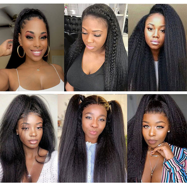 Geetahair Kinky Straight Hair 4 Bundles With 4x4 Lace Closure Human Hair Extensions