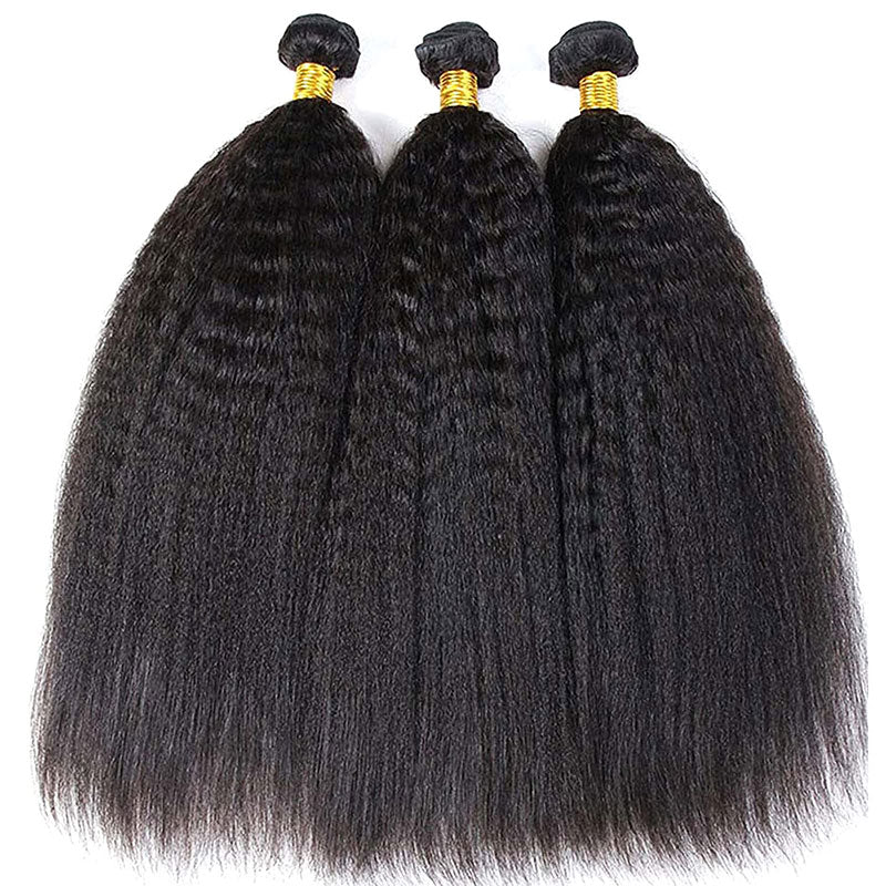GeetaHair Kinky Straight 3 Bundles With 4x4 Lace Closure Virgin Human HairGeetaHair Kinky Straight 3 Bundles With 4x4 Lace Closure Virgin Human Hair