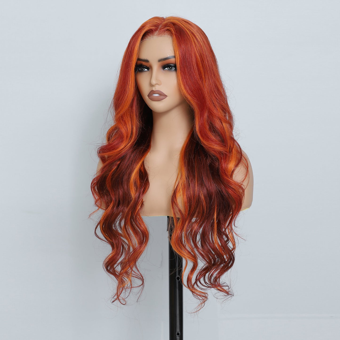 Highlight Red Ginger Body Wave Human Hair Wigs 180% HD Lace Frontal Wig Pre Plucked Glueless Wavy Lace Wigs For Women
