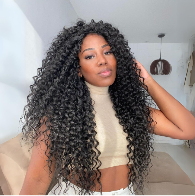 Long Curly Wave Human Hair Wigs 13x4 Curly Lace Front Wigs Pre Plucked Glueless Wigs