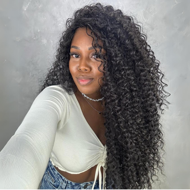 Long Curly Wave Human Hair Wigs 13x4 Curly Lace Front Wigs Pre Plucked Glueless Wigs