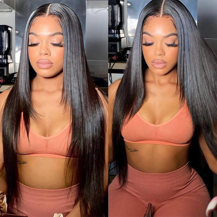 Long Layered Straight 4x4 HD Lace Closure Wig Butterfly Haircut Human Hair Wigs-Geeta Hair