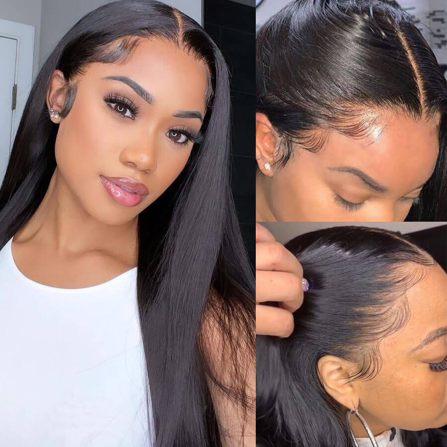 Long Straight Hair 13x6 HD Lace Frontal Wig Natural Hairline With Baby Hair 100% Virgin Human Hair Wig-Geeta Hair