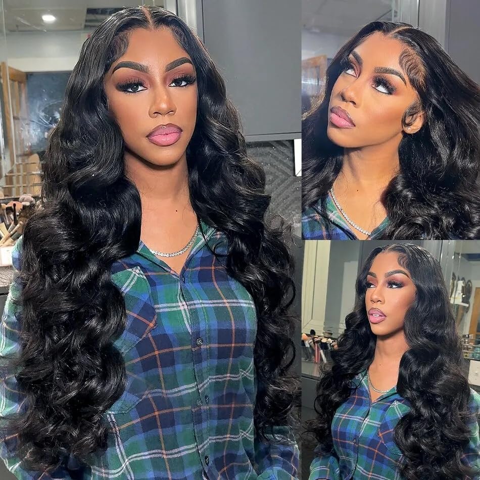 Full 250% Density Loose Body Wave Human Hair Wigs 13x4 Ocean Wave Lace Front Wigs with Curtain Bangs-Geeta Hair
