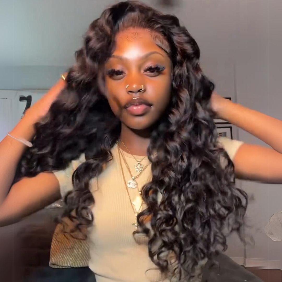 Loose Bouncy Glueless Wig Wand Curls 13x4 Lace Front Human Hair Wigs Pre Plucked 250% Density