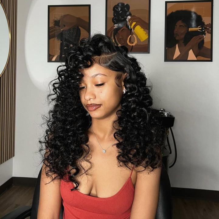 Loose Bouncy Human Hair Wigs Glueless 13x6 HD Lace Frontal Wigs Side Part Lace Front Human Hair Wig Pre Plucked