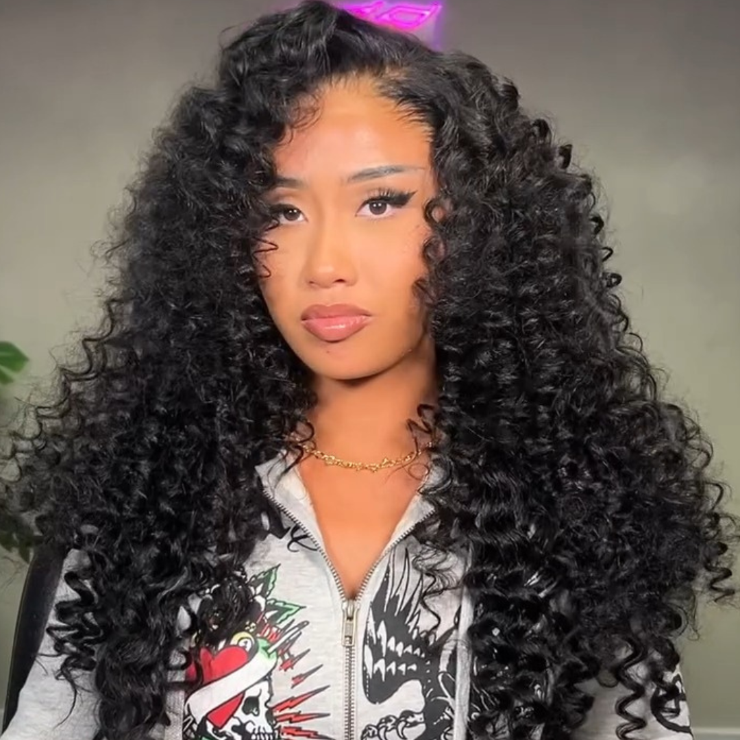 Loose Curly Glueless Wig Wand Curls 13x4 Lace Front Human Hair Wigs Pre Plucked 250% Densityur