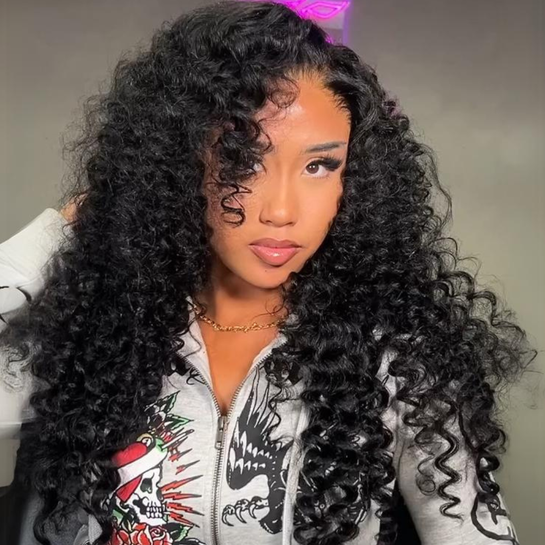 Loose Curly Glueless Wig Wand Curls 13x4 Lace Front Human Hair Wigs Pre Plucked 250% Densityur