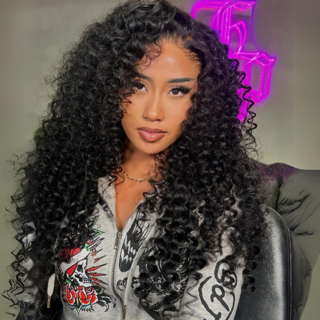 Loose Curly Glueless Wig Wand Curls 13x4 Lace Front Human Hair Wigs Pre Plucked 250% Densityur
