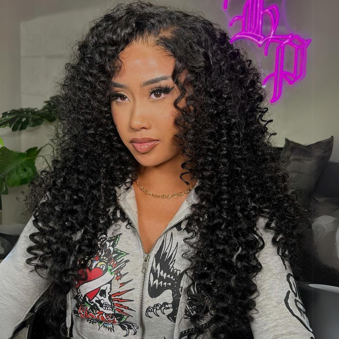Loose Curly Glueless Wig Wand Curls 13x4 Lace Front Human Hair Wigs Pre Plucked 250% Densityur