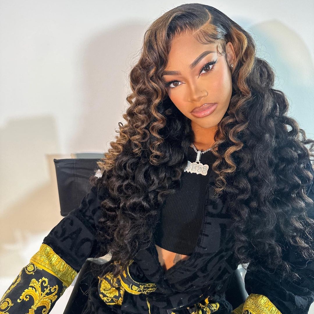 Highlight Stunk Stripe Wigs Loose Deeep Wave Colored 13x4 HD Lace Front Wigs Pre Plucked