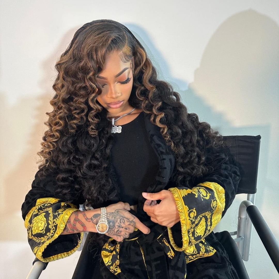 Highlight Stunk Stripe Wigs Loose Deeep Wave Colored 13x4 HD Lace Front Wigs Pre Plucked