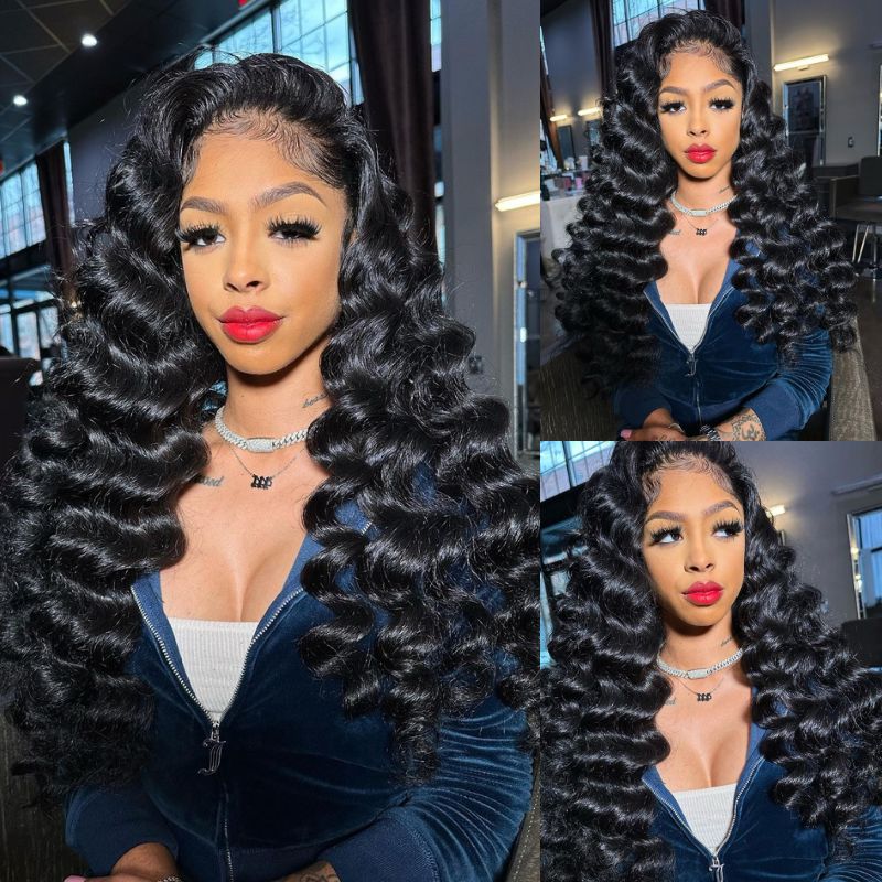 Loose Deep Wave Lace Front Wig Human Hair   13x4 Wand Curly HD Lace Wigs 180% Density