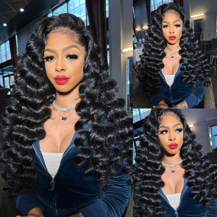 Loose Deep Wave Lace Front Wig Human Hair   13x4 Wand Curly HD Lace Wigs 180% Density