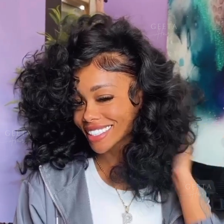 No Code Need: Loose Wave 4x4/13x4 Lace Front 180% Density Shoulder Length Wavy Human Hair Bob Wigs-Geeta Hair