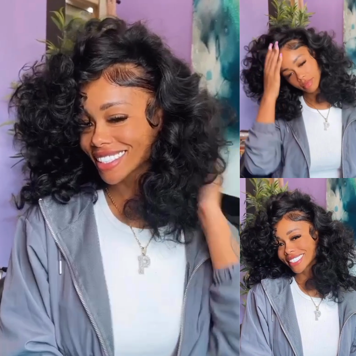 No Code Need: Loose Wave 4x4/13x4 Lace Front 180% Density Shoulder Length Wavy Human Hair Bob Wigs-Geeta Hair