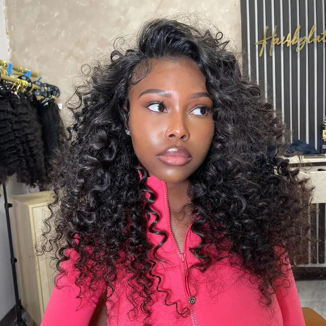 Loose Wave Culry Glueless Wig 13x4 HD Lace Front Wig Pre Plucked Hairline 100% Real Bouncy Wave Human Hair Wig