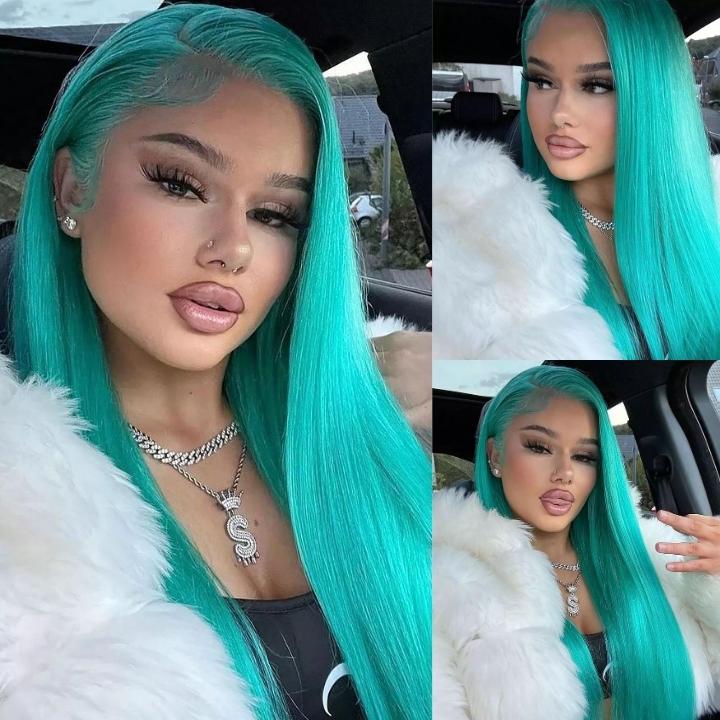 Funky Colored Wigs | Colorful Straight Transaparent Lace Wig collection Transparent HD Lace Human Hair Wigs Pre-plucked with Baby Hair 180% Density-GeetaHair