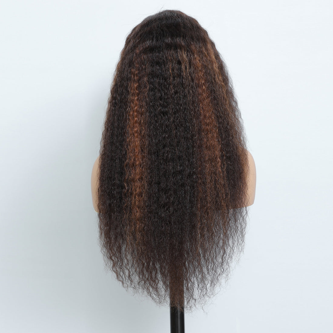 Pre Bleached Knots Highlight Brown Kinky Cirly Wig Ombre 13x4 Lace Front Human Hair Wigs