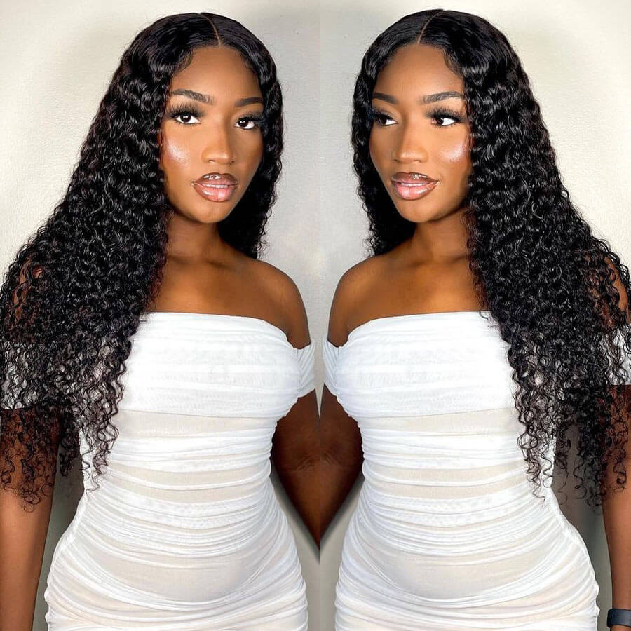 Natural Curly Hair T Part Lace Front Human Hair Wig Pre Plucked With Baby Hair-Geeta Hair