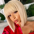 Natural Straight Hair 613 Blonde Bob Wig With Bangs 100% Human Hair Wig -Geeta Hair