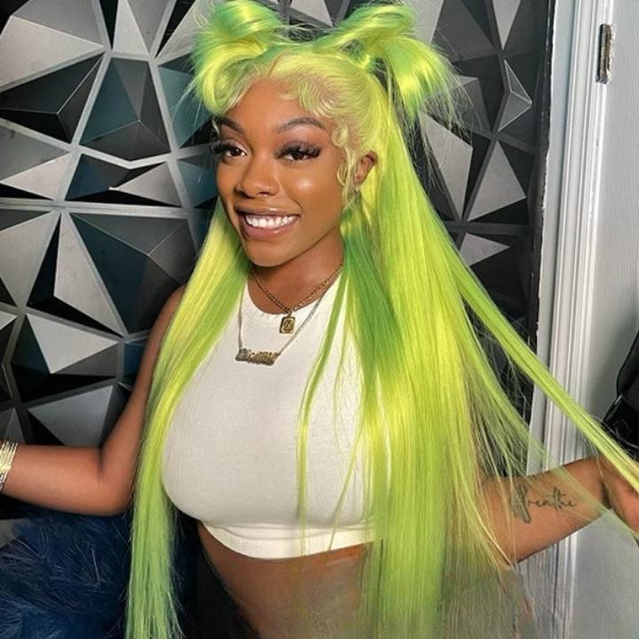 Funky Colored Wigs | Colorful Straight Transaparent Lace Wig collection Transparent HD Lace Human Hair Wigs Pre-plucked with Baby Hair 180% Density-GeetaHair