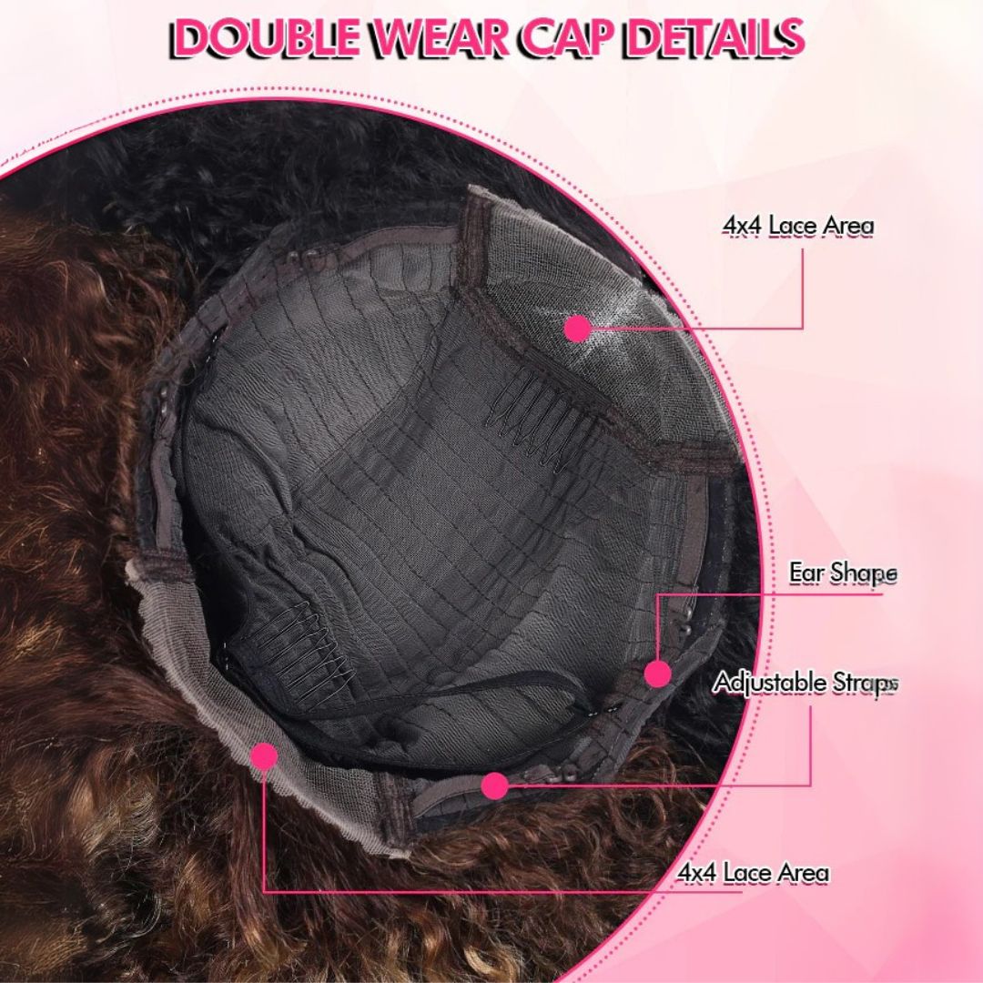 New Dual Sided 2 In 1 Wig Resilient Curly Natural Color &  99J Burgundy Glueless Wig Flip & Go Fast Transformation Human Hair Wigs