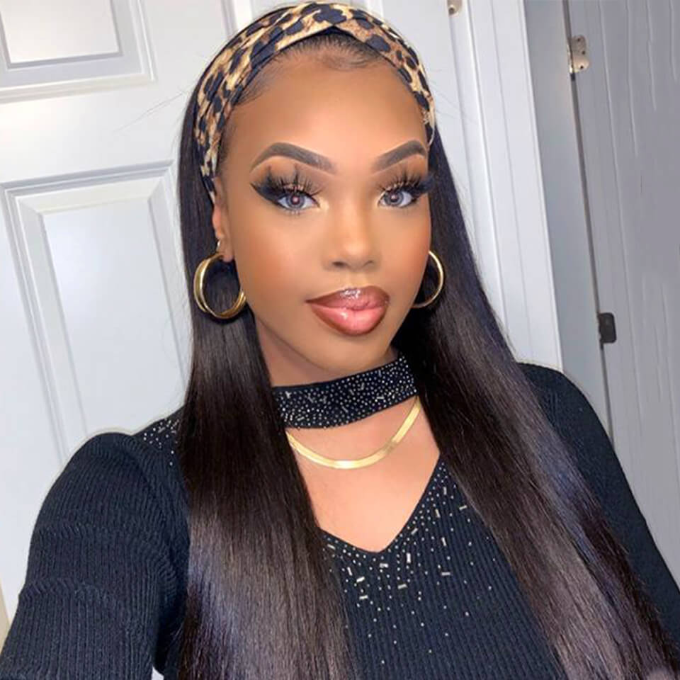 Long Straight Hair Best Headband Wig 100% Unprocessed Virgin Hair Wigs-Geeta Hair