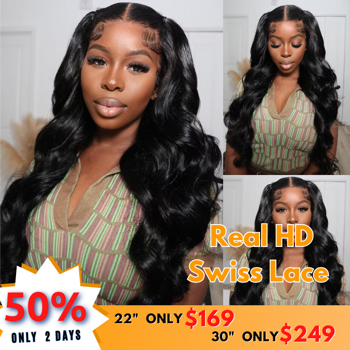 No Code 50% OFF Flash Sale: Glueless 6x4.5 Body Wave Pre Cut HD Transaparent Lace Human Hair Wigs-Only 2 Days