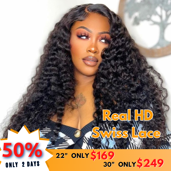 No Code 50% OFF Flash Sale: Glueless 6x4.5 Deep Wave Pre Cut HD Transaparent Lace Human Hair Wigs-Only 2 Days