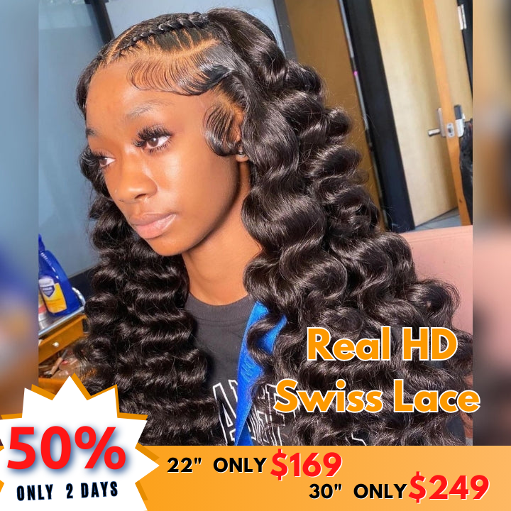 No Code 50% OFF Flash Sale: Glueless 6x4.5 Loose Deep Wave Pre Cut HD Transaparent Lace Human Hair Wigs-Only 2 Days