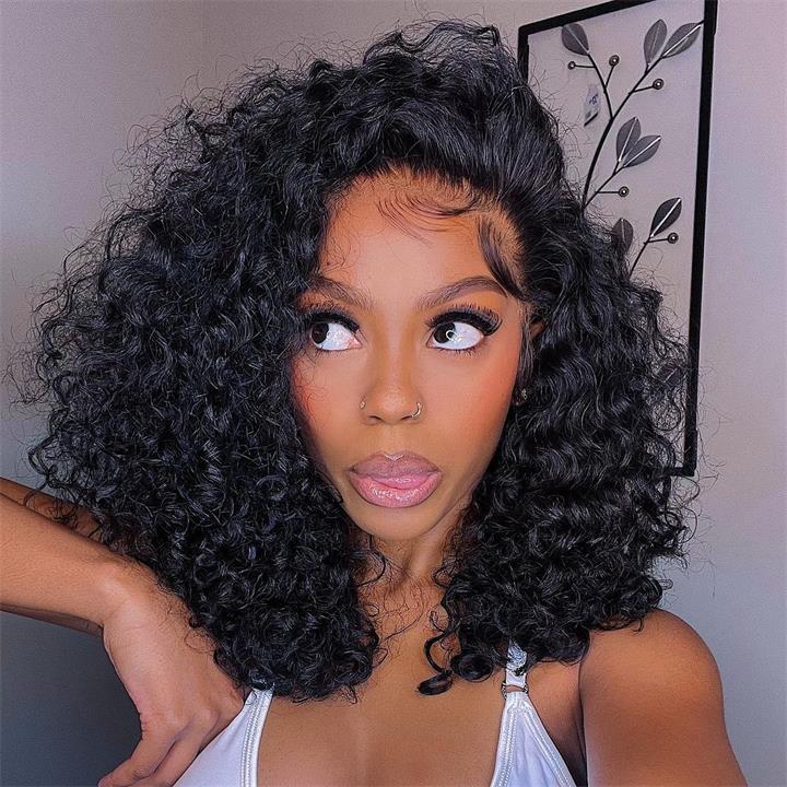 Flash Sale 69% Off Glueless Invisible HD Lace Front Pre Plucked Natural Hairline Curly Bob Wig-Geeta Hair