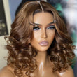 Ombre Brown Loose Wave 13x4/4x4 Lace Front Bob Wig Glueless HD Transparent Lace Human Hair Bob Wigs