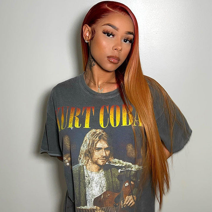 Ombre Red And Honey Blonde Straight HD Lace Front Wig Pre Plucked With Baby Hair Lace Front Wig