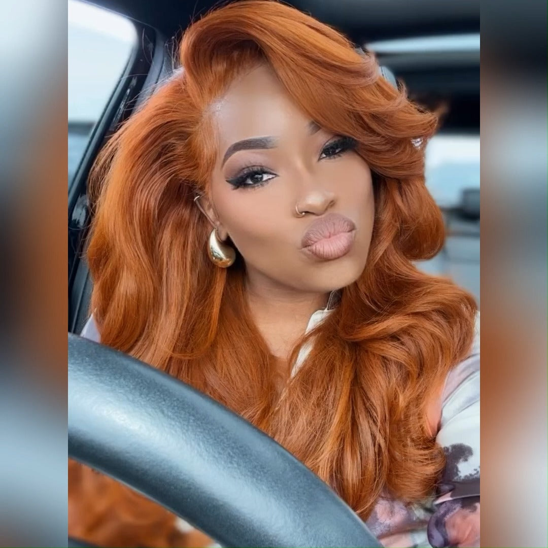Orange Ginger 13x4 Lace Front Wigs Body Wave HD Lace Human Wigs Pre Plucked 180% Density