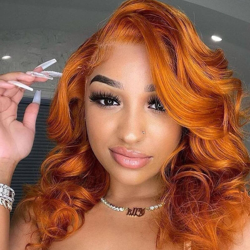 Orange Ginger Wig Body Wave 13x4 HD Lace Front Wigs Pre Plucked Natural Hairline Glueless Real Human Hair Wig-Geeta Hair
