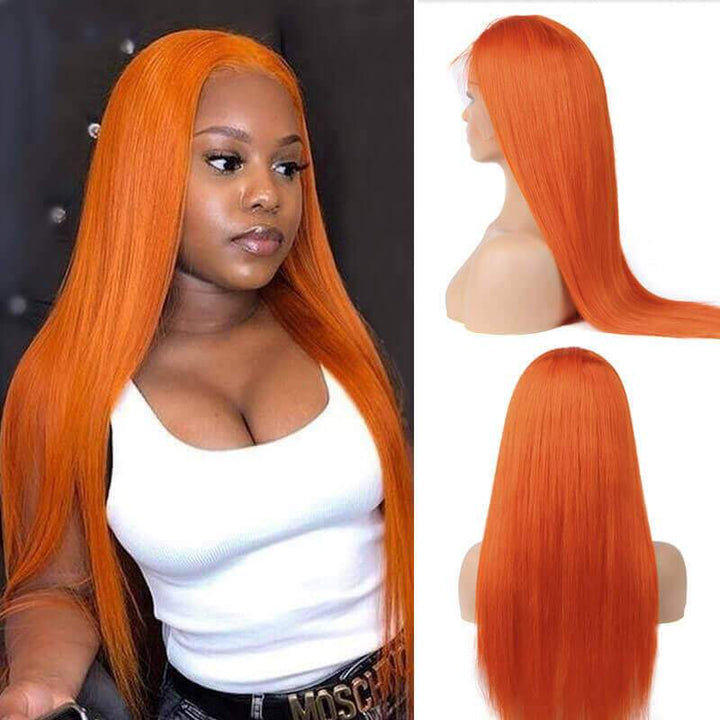 Ginger Color HD Lace Wig Glueless 13x4 Lace Front Wig Straight Hair 4x4 Lace Closure Wig 150% & 180% Density 100% Human Hair Wig-Geeta Hair