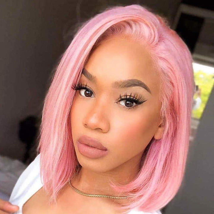 Tax Return Sale 613 Blonde/Pink 13x4 Short Bob Lace Front Wig Straight Hair Undetectable Lace Wig Pre Plucked With Baby Hair Natural Hairline Glueless Wig-Geeta Hair