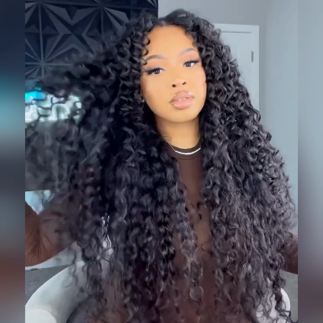 Pre Bleached Curly Wave Wig 13x4 HD Lace Front Wig Pre Plucked Kinky Curly Human Hair Wig