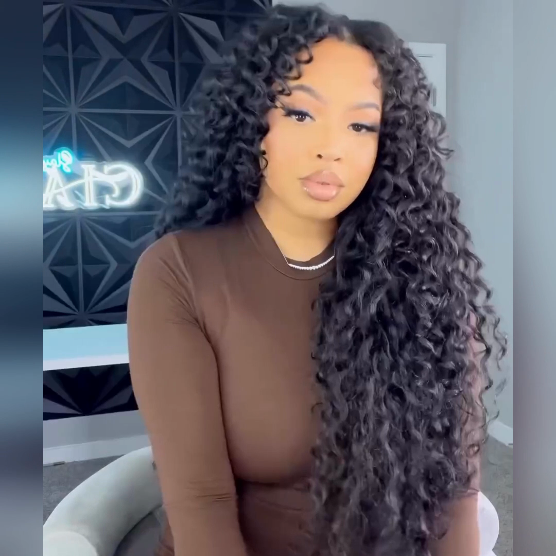 Pre Bleached Curly Wave Wig 13x4 HD Lace Front Wig Pre Plucked Kinky Curly Human Hair Wig