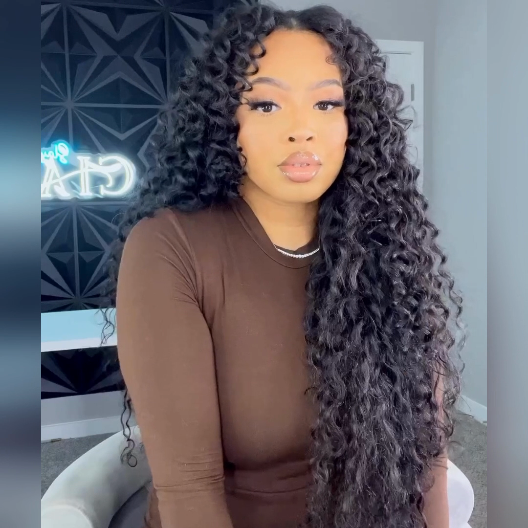 Pre Bleached Curly Wave Wig 13x4 HD Lace Front Wig Pre Plucked Kinky Curly Human Hair Wig