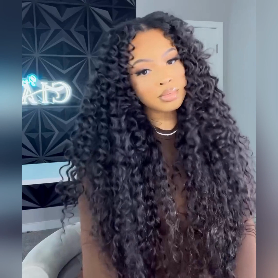 Pre Bleached Curly Wave Wig 13x4 HD Lace Front Wig Pre Plucked Kinky Curly Human Hair Wig
