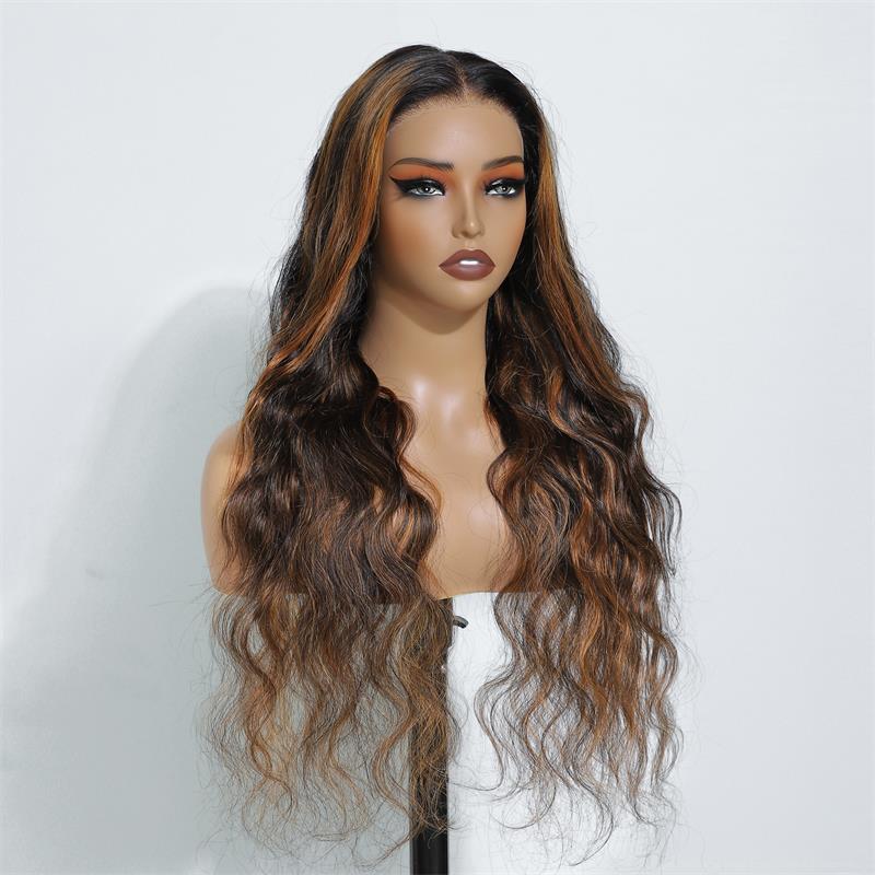 Pre Bleached Knots Highlight Brown Body Wave Wig Ombre FP1B/27 13x4 Lace Front Human Hair Wigs