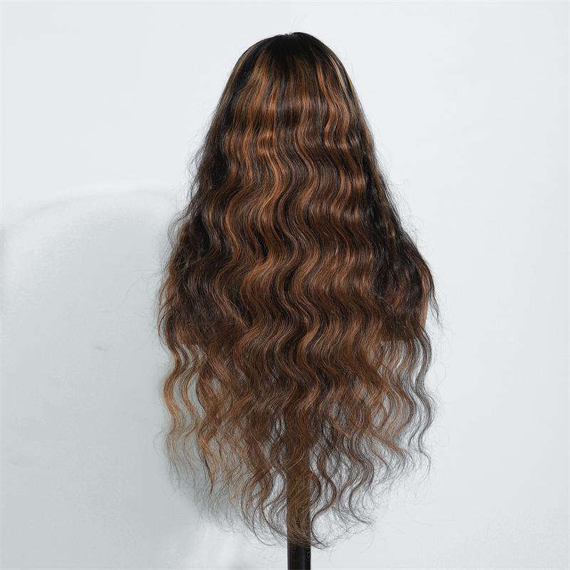 Pre Bleached Knots Highlight Brown Body Wave Wig Ombre FP1B/27 13x4 Lace Front Human Hair Wigs