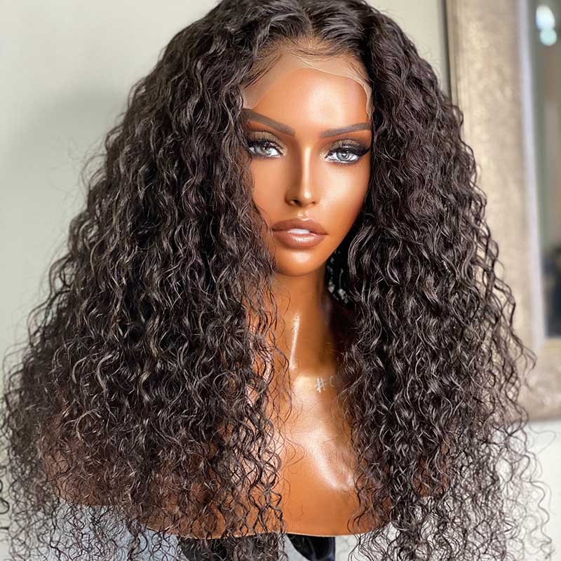 Pre Bleached Knots Short Curly Human Hair Wigs 13x4 HD Glueless Wig Pre Blucked 180% Density