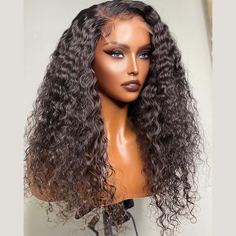 Pre Bleached Knots Short Curly Human Hair Wigs 13x4 HD Glueless Wig Pre Blucked 180% Density