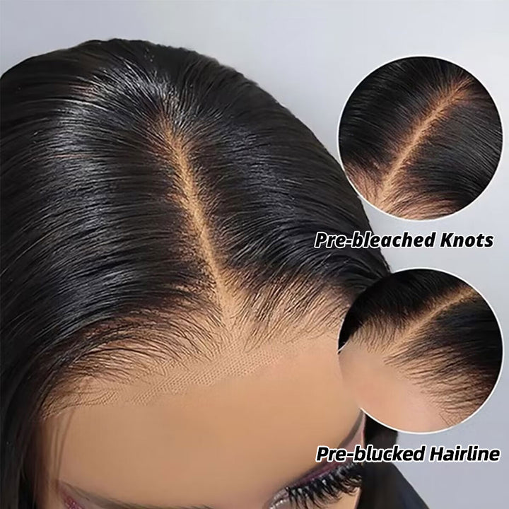 Pre Bleached 13x6 Straight Lace Front Wigs Human Hair 180% Density HD Transparent Glueless Wigs