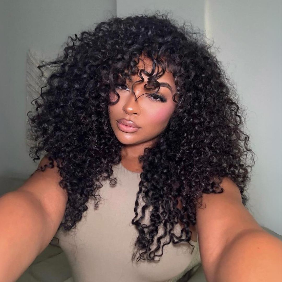 250% Density Spanish Curly Hair 13x4 HD Transparent Lace Front Wig Natural Human Hair Wig-Geeta Hair