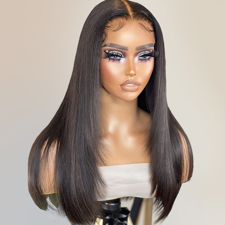 Layered Straight Glueless 5x5 HD Lace Closure Wig Glueless Wear And Go Human Hair Wigs Pre Plucked Natural Hairline - Geeta Hair