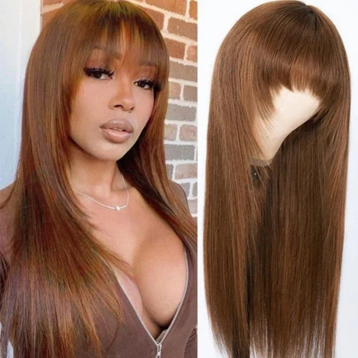 Put On&Go Layered Straight Glueless 5x5 HD Lace Wig With bangs Easy to Wear Human Hair Wigs 180% Density-Geeta Hair